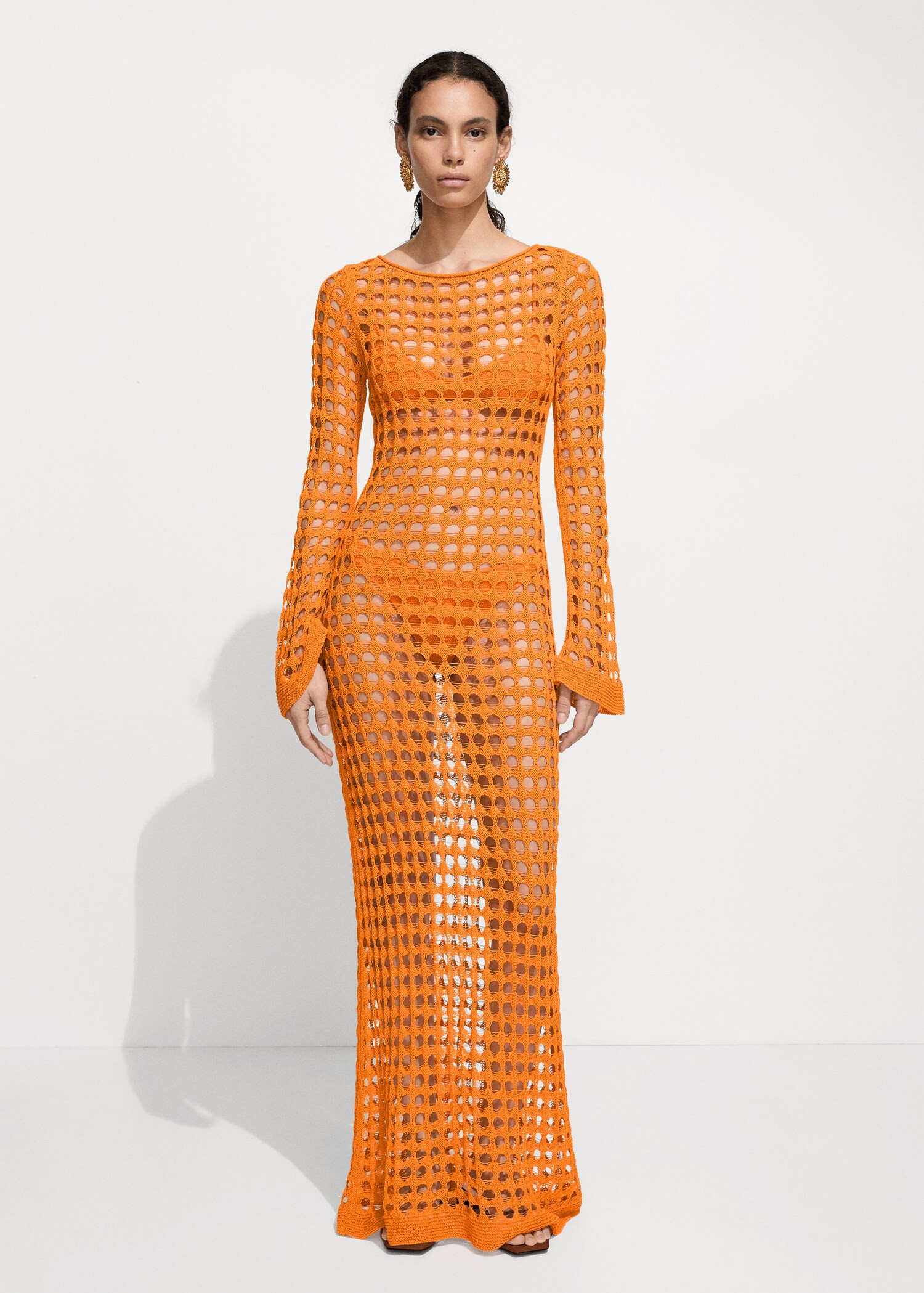 Long openwork knitted dress | MANGO (UK)
