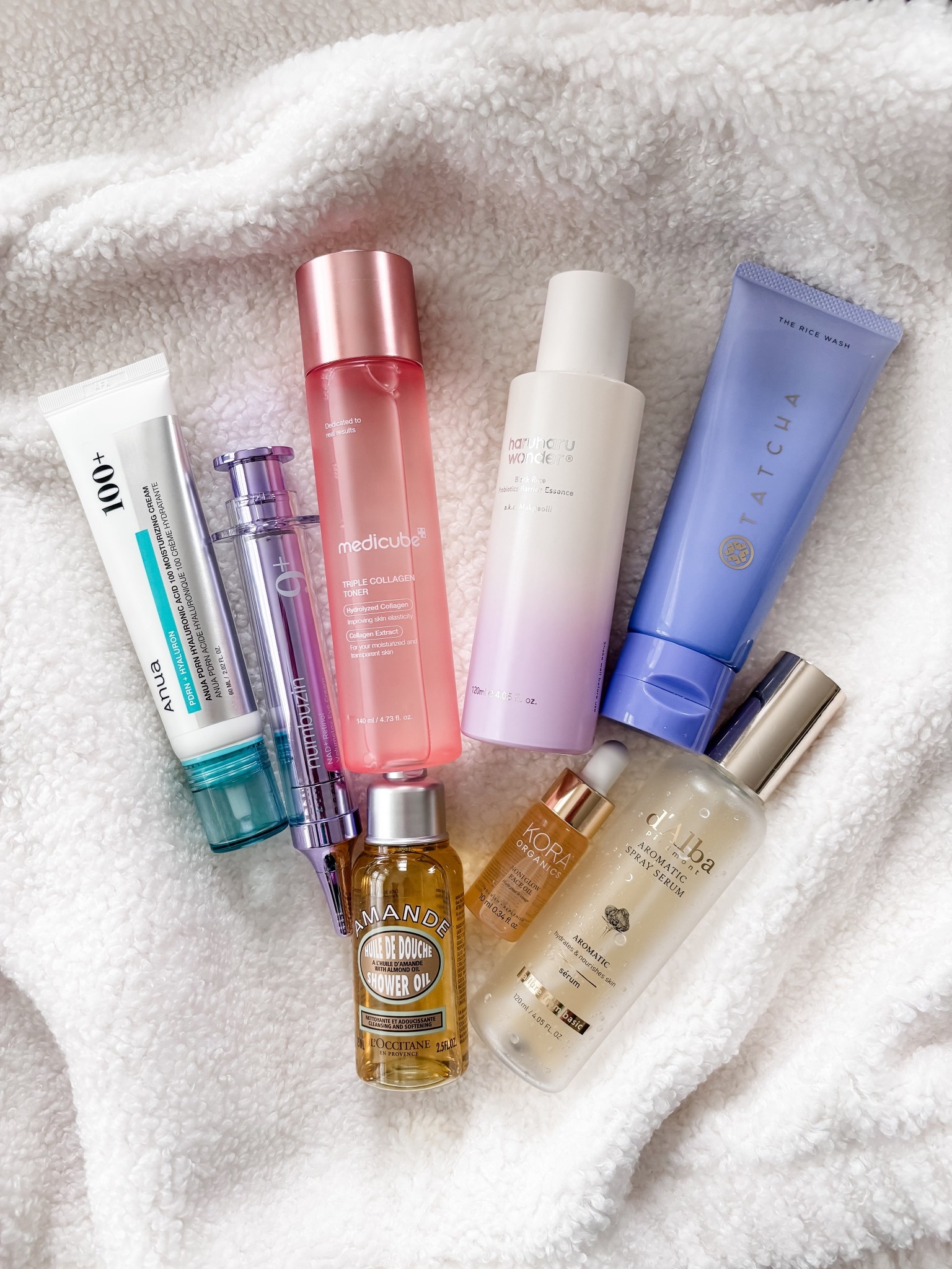 After a couple of weeks of holiday parties, late nights, travel, cold weather, and not enough water, my skin was feeling tired, dehydrated, and dull. These are the SOS (save our skin) products I’ve been reaching for to restore hydration and bring the glow back.

1. Tatcha Rice Wash – Gently cleanses without stripping.

2. L’Occitane Amande Huile de Douche – nourishing shower oil that leaves skin silky.

3. Medicube Triple Collagen Toner – instant plumpness and bounce.

4. Haruharu Black Rice Probiotic Barrier Essence – Lightweight hydration, great for layering.

5. Numbuzin NAD+ & Retinol Eye Cream – smooths and brightens tired under-eyes.

6. Anua PDRN Hyaluronic Acid 100 Cream – deep hydration that helps repair and calm skin.

7. D’Alba Aromatic Spray Essence – a quick spritz for hydration and glow.

8.  Kora Organics Noni Glow Face Oil – locks in moisture and boosts radiance. My nightly go-to as the last step in my routine.

❤️

#LTKselfcare #LTKBeauty #LTKmorningroutine