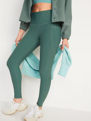High-Waisted PowerSoft 7/8-Length Side-Pocket Leggings For Women | Old Navy (US)