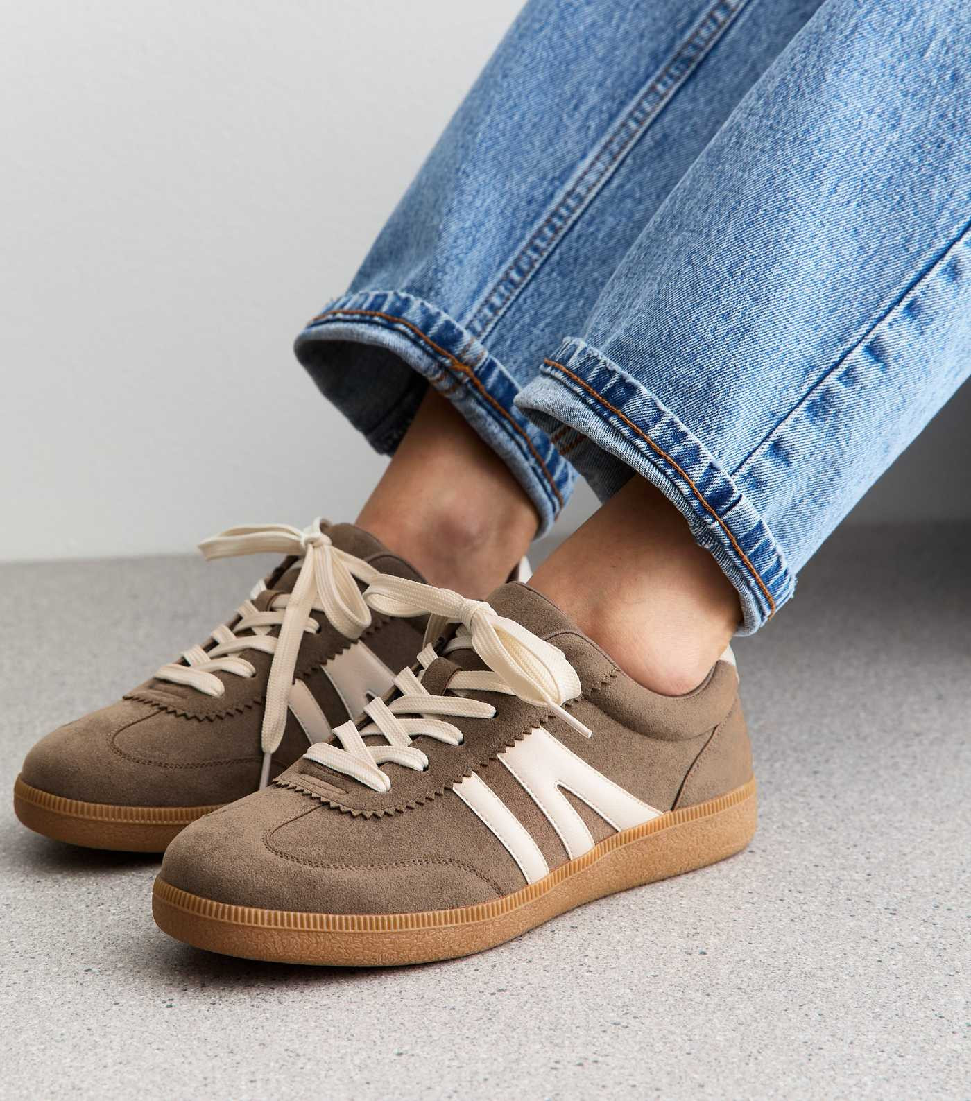 Brown Faux Suede Panelled Trainers | New Look | New Look (UK)
