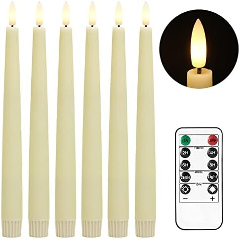 Stmarry 10 Inch Flameless Taper Candles - Realistic 3D Flame with Wick, Ivory Real Wax, Flickerin... | Amazon (US)