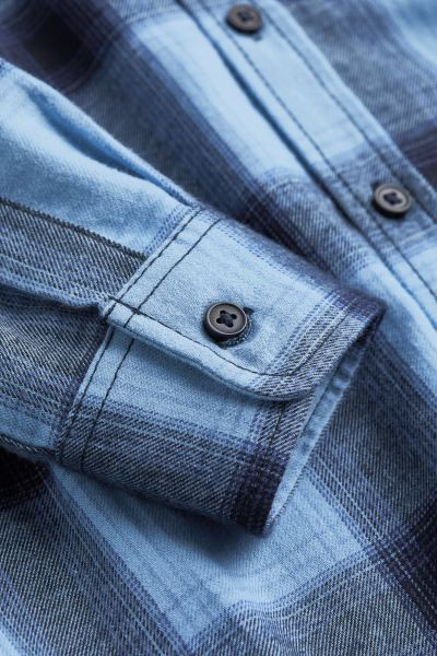 Cotton Flannel Shirt - Light blue/plaid - Kids | H&M US | H&M (US + CA)
