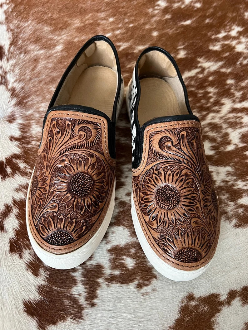 Sunflower tooled shoes | Etsy (US)