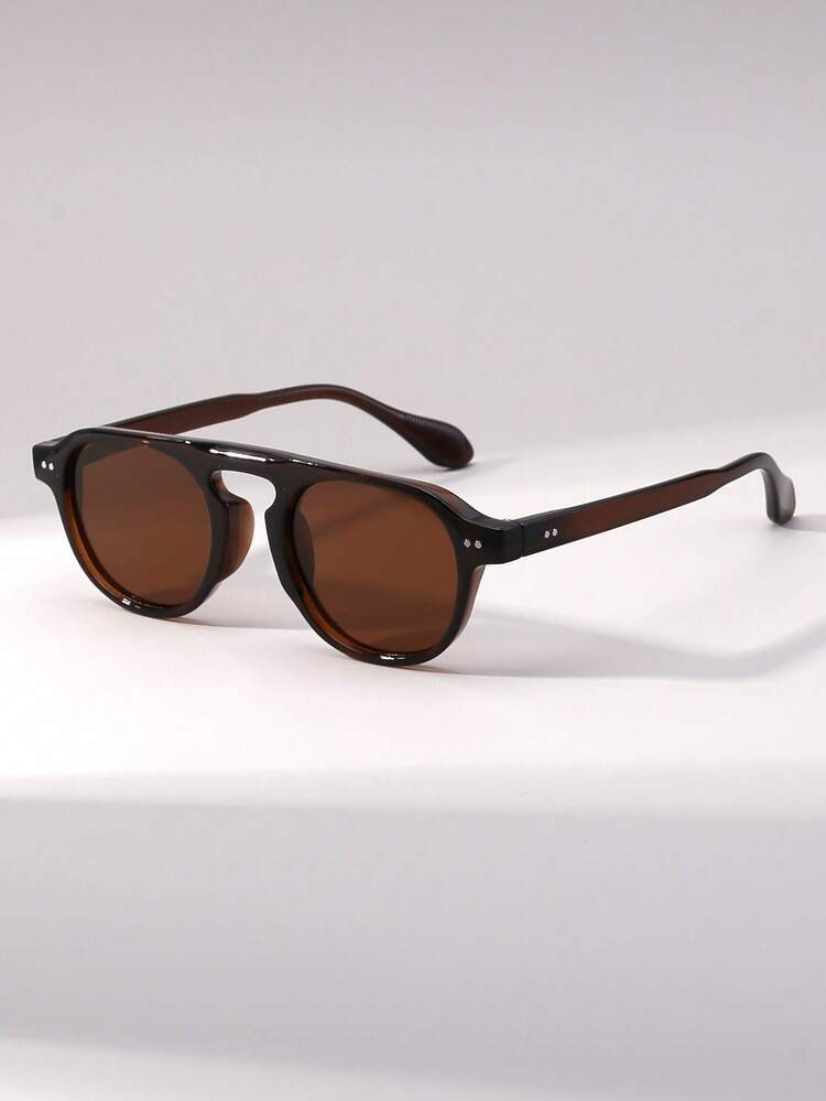 1 Pair Men's Retro Pilot Single Bridge Fashion Glasses, High Quality Fashion Versatile Outdoor Driving Beach Party Eyewear | SHEIN