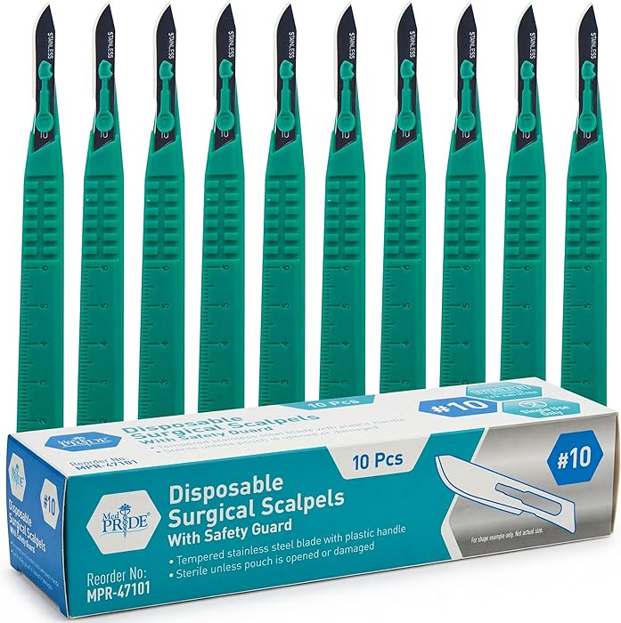 MED PRIDE Sterile Disposable Surgical Scalpels 10 Pack, Individually Wrapped Protective Caps, Pla... | Amazon (US)