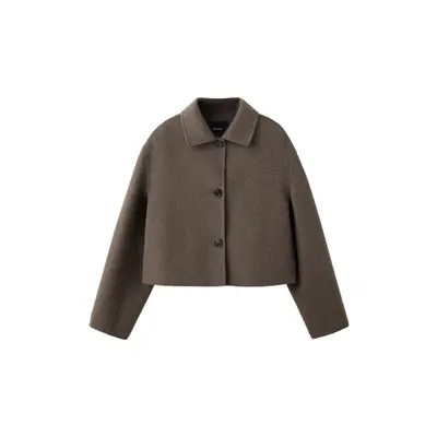 MANGO Alex Wool Blend Crop Jacket in Medium Brown at Nordstrom, Size X-Large | Nordstrom