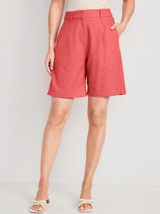 Extra High-Rise Linen-Blend Bermuda Shorts for Women -- 8-inch inseam | Old Navy (US)