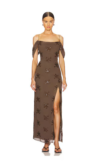 Yvanna Embroidered Maxi Dress in Brown | Revolve Clothing (Global)
