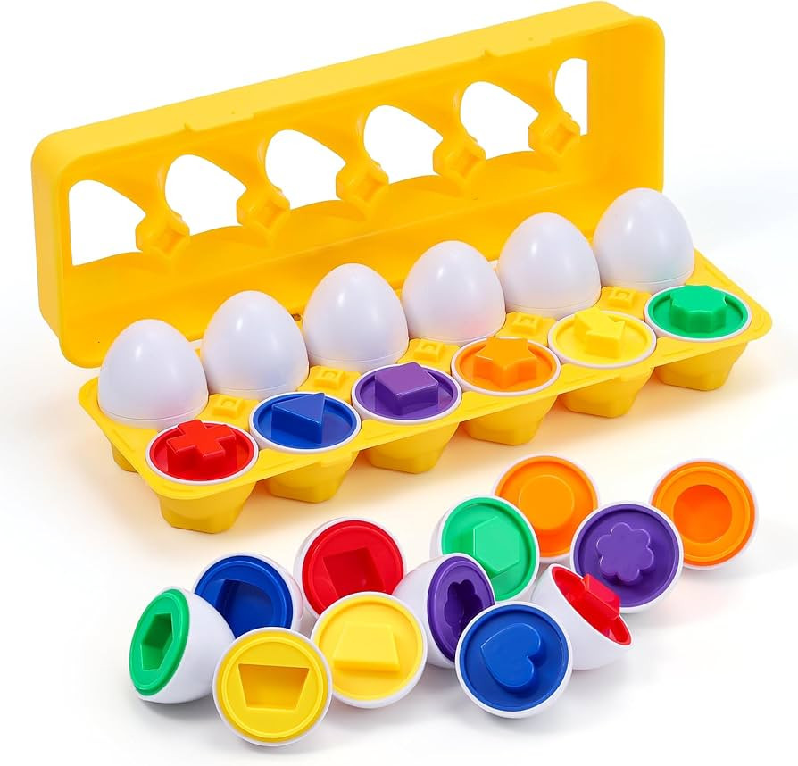 Matching Eggs - Toddler Toys - Color Shapes Egg Set - Educational Color, Shapes and Sorting Recog... | Amazon (US)