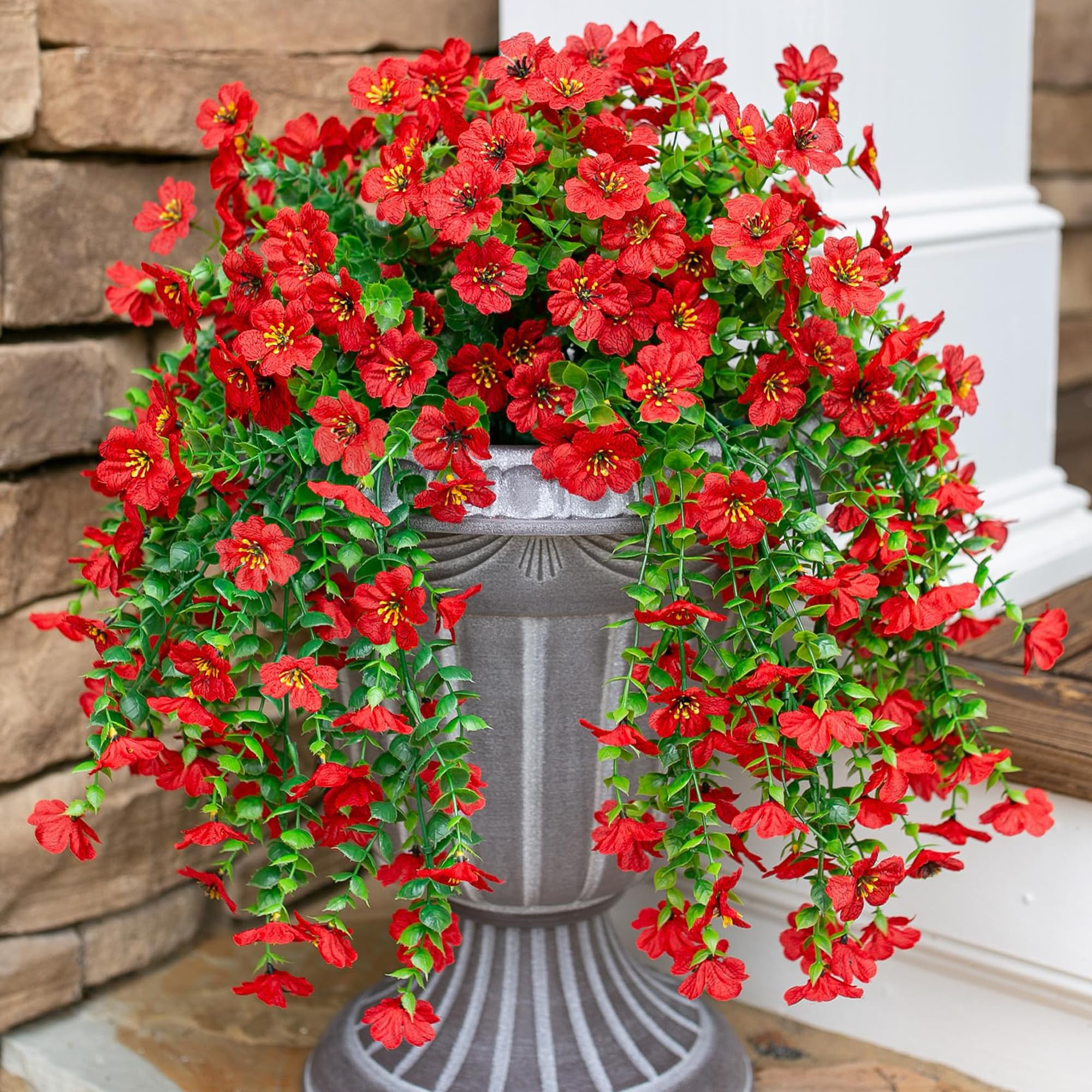 HyeFlora Artificial Hanging Flowers for Outdoors Decoration, 2Pcs Red Fake Spring Summer Decor, R... | Amazon (US)