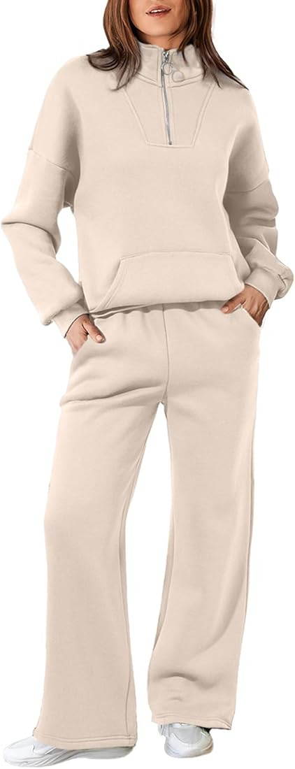 Aleumdr Womens 2 Piece Outfits Matching Sweat Sets Sweatsuit Tracksuit Zip up Sweatshirt and Swea... | Amazon (US)