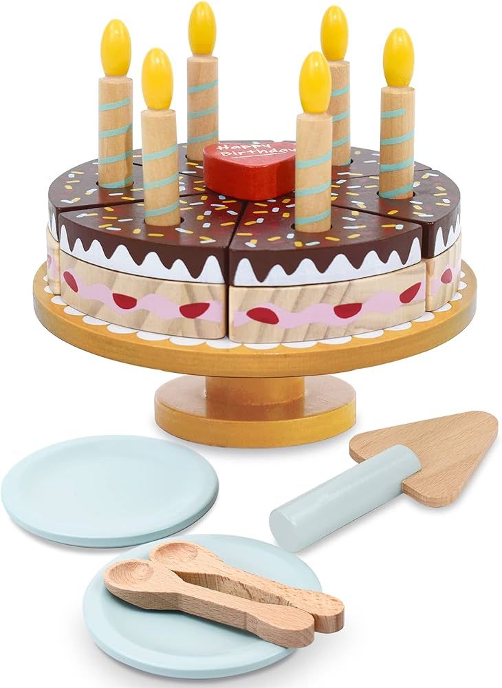PairPear Birthday Party Cake Playset for Kids,Wooden Toys Play Food | Amazon (US)