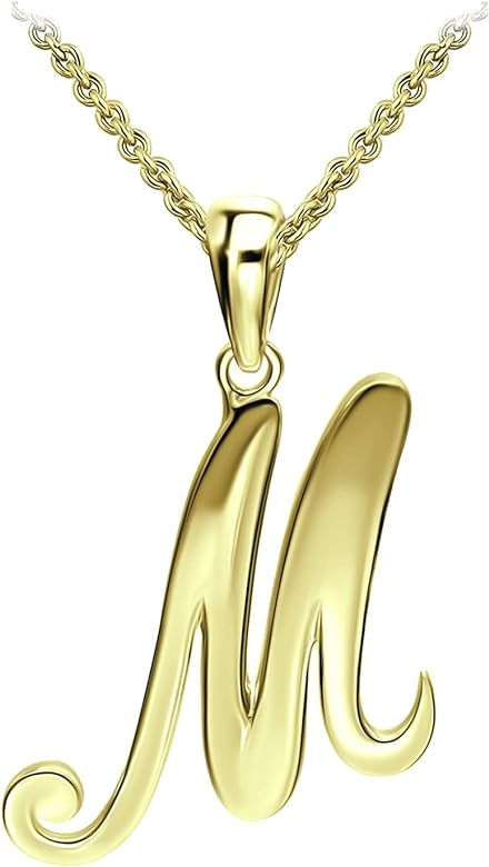 Sterling Silver Initial Alphabet Letters from A-Z Personalized and Custom Name Pendant Necklace, ... | Amazon (US)