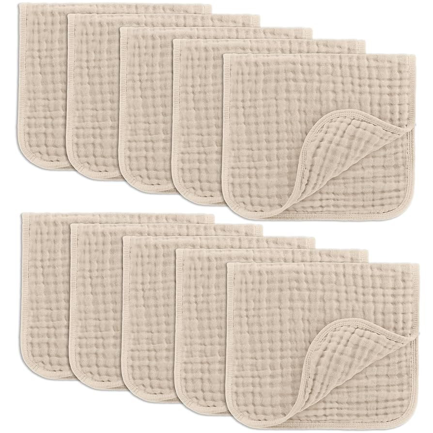 Comfy Cubs Muslin Burp Cloths 20" x 10", Pack of 10 - Large, 6-Layer, Ultra Absorbent 100% Cotton... | Amazon (US)