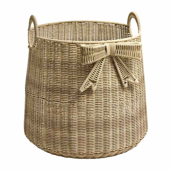Light Grey Lacey Round Resin Bow Basket, Large | At Home