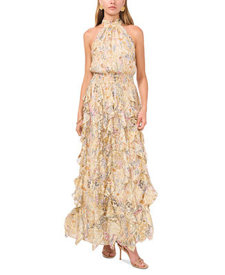 Women's Sleeveless Cascade-Ruffle Maxi Dress | Macy's
