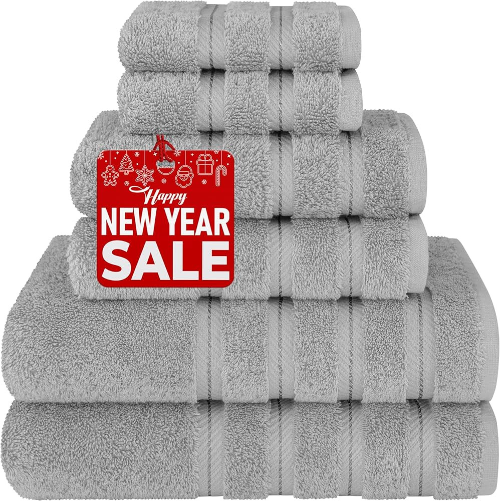 American Soft Linen Luxury 6 Piece Towel Set, 2 Bath Towels 2 Hand Towels 2 Washcloths, 100% Turk... | Amazon (US)
