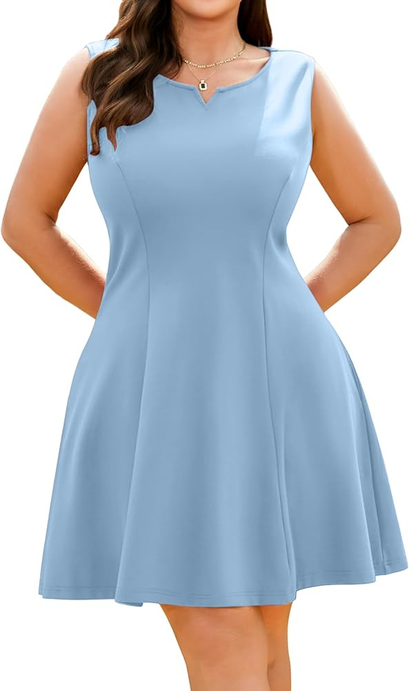 Womens Summer Plus Size Dresses for Cocktail Graduation Work Mini Dress | Amazon (US)