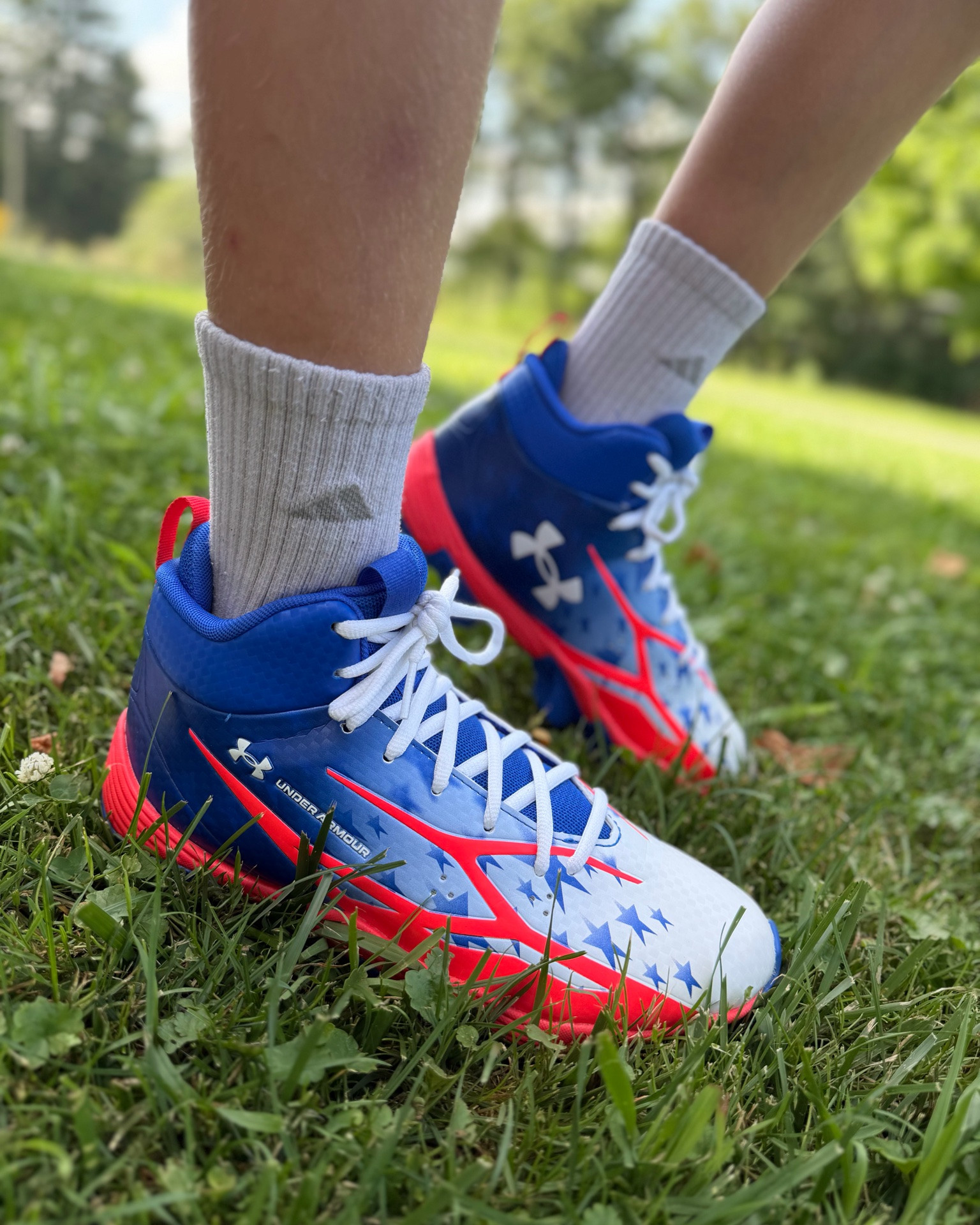 These patriotic cleats are ready to hit the field! The blue, white, and red details make them the perfect statement for football season, and my boys are obsessed. Durable, comfortable, and guaranteed to stand out on game day. ❤️💙

#LTKActive #LTKKids #LTKootd