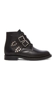 Saint Laurent Leather Buckled Ankle Boots in Black | FWRD 