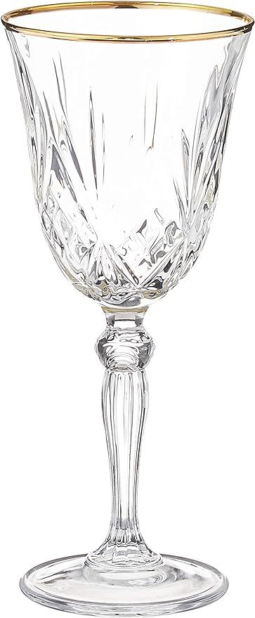 Lorren Home Trends Siena Collection Crystal White Wine Glass with Gold Band Design, Set of 4 | Amazon (US)