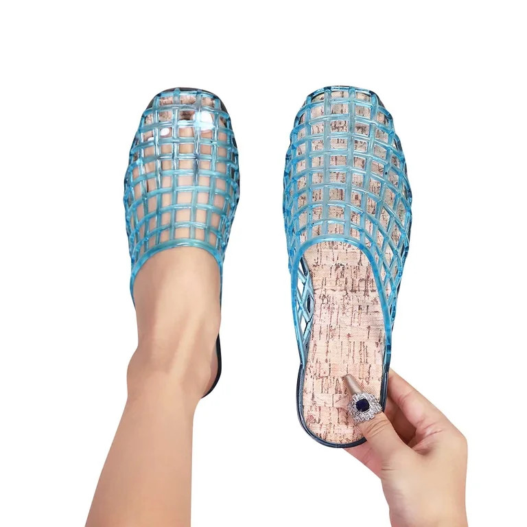 CHUMUD Women's Jelly Slide Sandals, Breathable Caged Closed Toe Flat Sandals for Casual & Summer ... | Walmart (US)