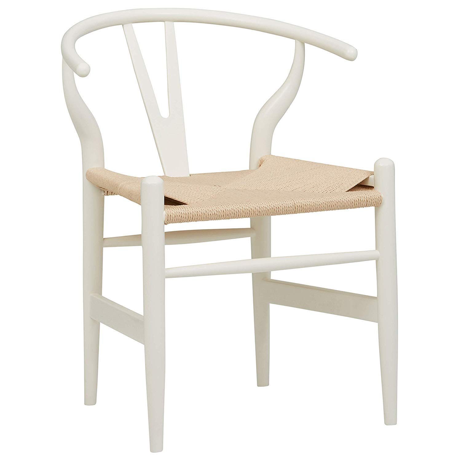Amazon Brand - Stone & Beam Classic Wishbone Dining Chair, 22.4"W, White / Natural | Amazon (US)