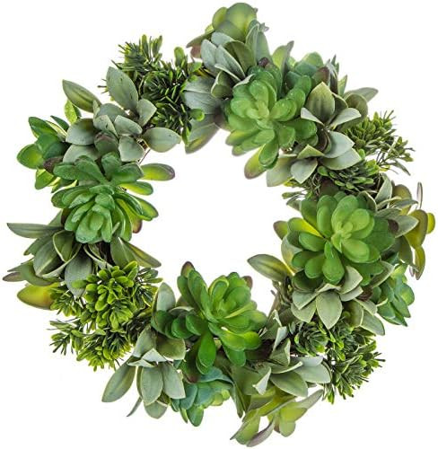 Hobby Lobby Home Decor Bella Vita 10” Artificial Green Leaf Succulent Hanging Wreath for Weddings, E | Amazon (US)