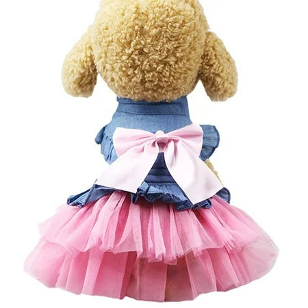 Dog Princess Dress Pet Clothes Dog Wedding Dress Denim Dress - m | Walmart (US)