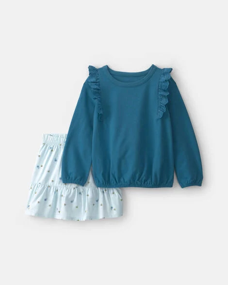 Girls 2-Piece Bee Long-Sleeve Top & Skort Set - Blue | Carter's Inc