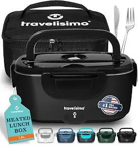 TRAVELISIMO Electric Lunch Box for Adults 100W Heated Lunch Box For Men 1.5L Stainless Steel Port... | Amazon (US)