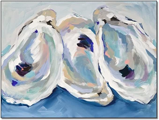 Oyster Painting Shell Wall Art Ocean Coast Watercolor Painting Coastal Decoration Canvas Painting... | Amazon (US)