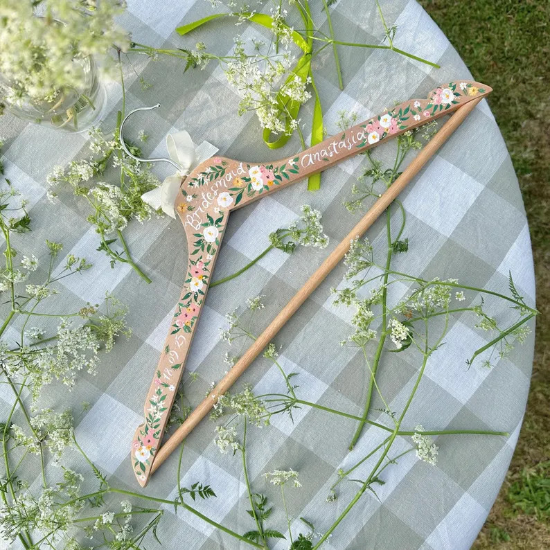 Personalised Wedding Dress Hanger, Hand Painted, Bride and Bridesmaid Gift, Bridal Party Gift, Br... | Etsy (US)