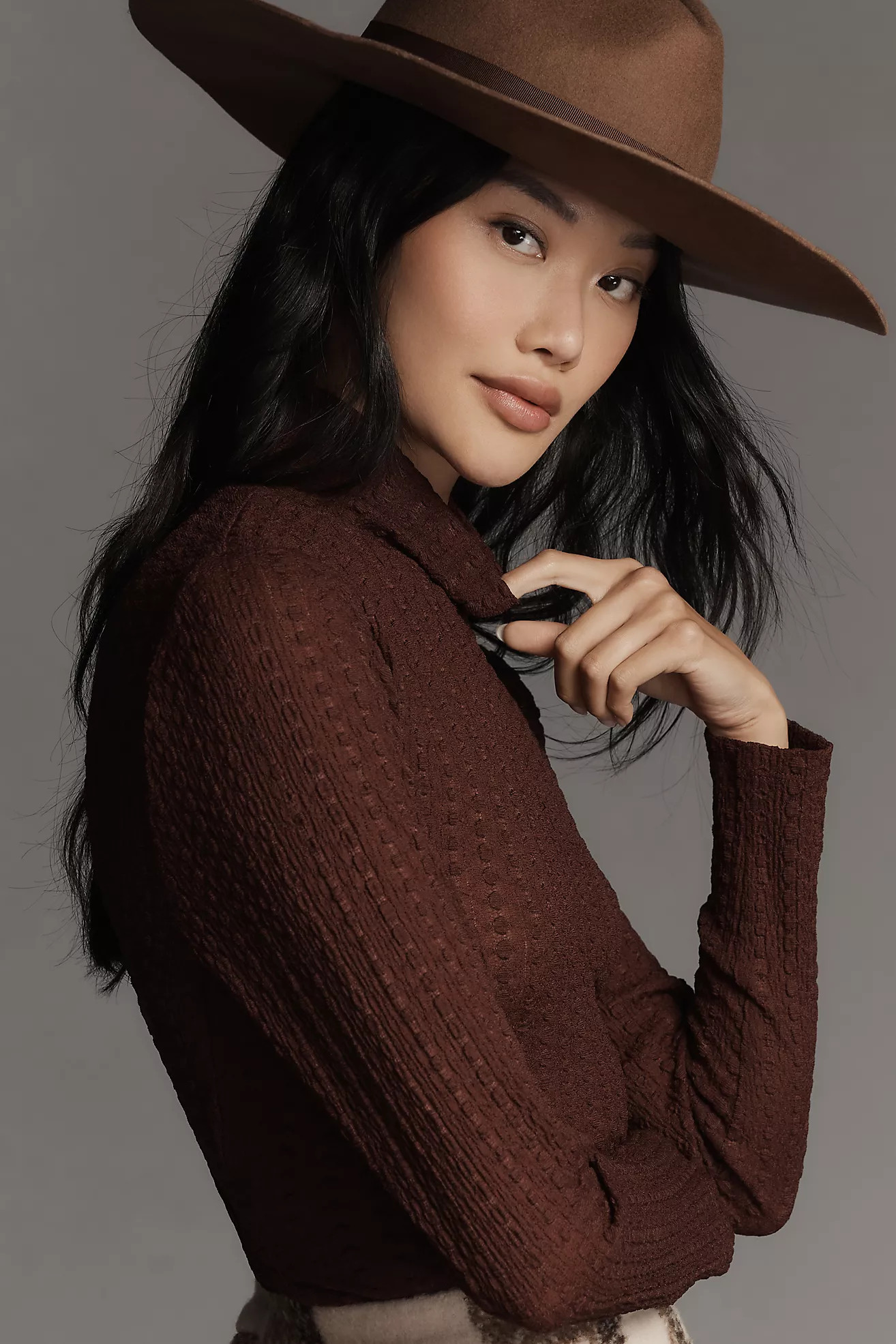 Maeve Long-Sleeve Textured Turtleneck Top | Anthropologie (US)