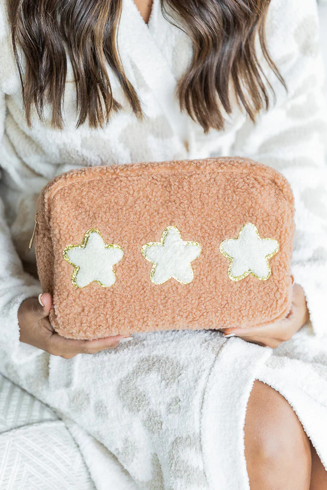 Star Brown Teddy Patch Bag | Pink Lily