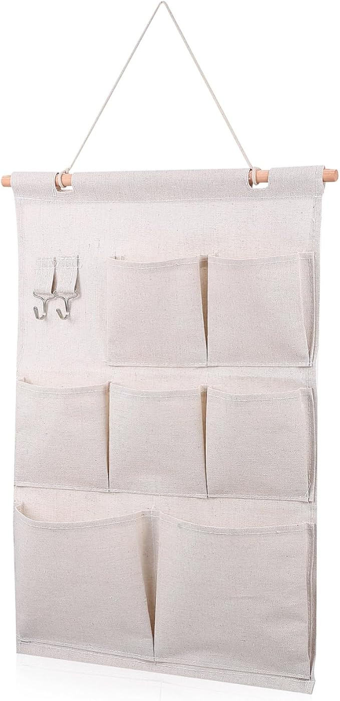 PRETYZOOM Bolsa de tela para ahorrar espacio sobre la puerta, organizador de armario de algodón,... | Amazon (US)