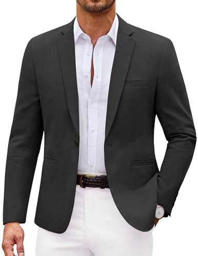 COOFANDY Mens Casual Blazer One Button Suit Jacket Big and Tall Sport Coat Black | Amazon (US)