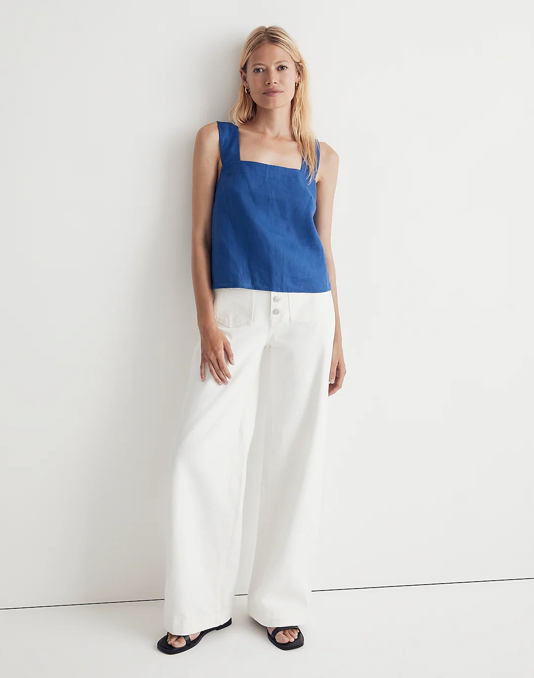 100% Linen Cross-Back Sleeveless Top | Madewell