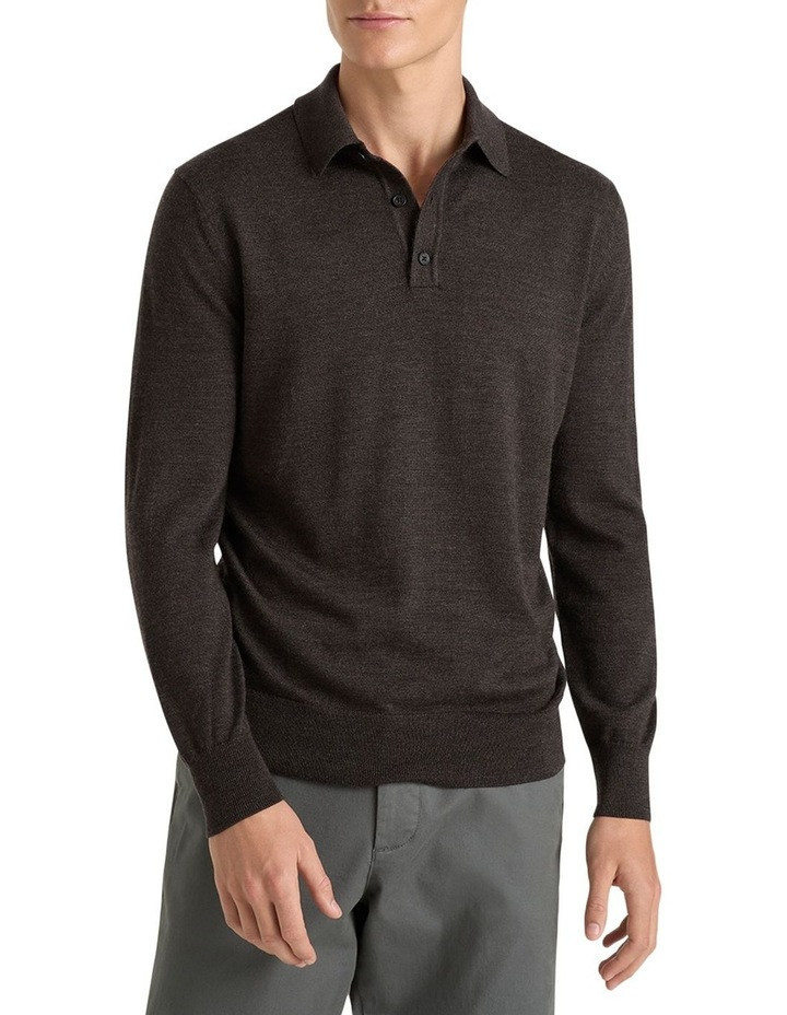 MJ Bale Fraser Ashby Polo Knit Sweater in Brown Chocolate XXL | Myer