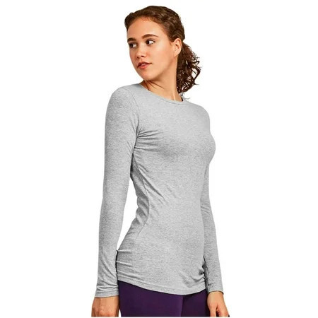 Women s Long Sleeve Crew Neck Fit T-Shirt Heather Gray S 1 Pack | Walmart (US)