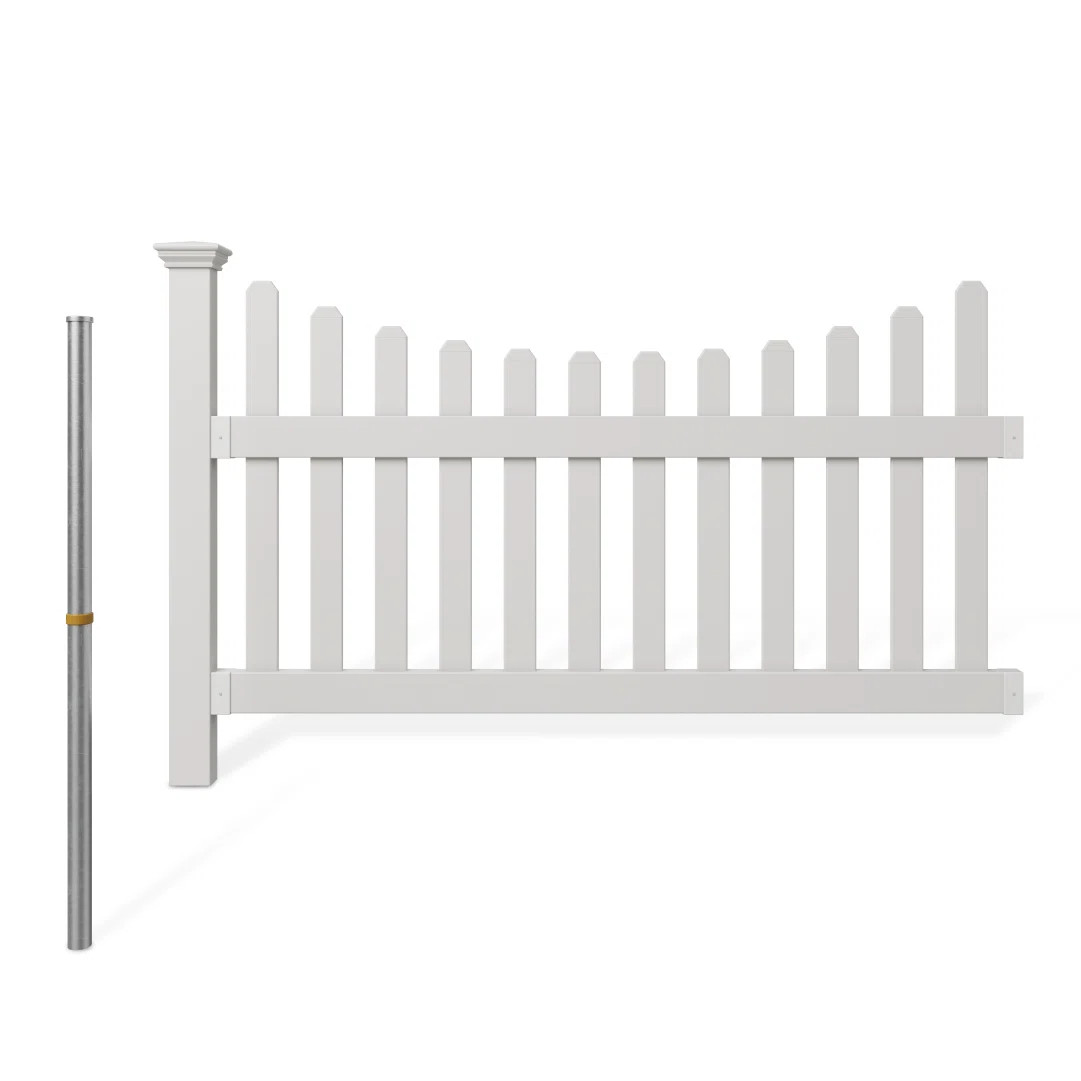 WamBam No-Dig Fence 3.5ft H x 6ft W (1 Panel + 1 Post) No Dig WamBam All American Scallop Top Fen... | Wayfair North America