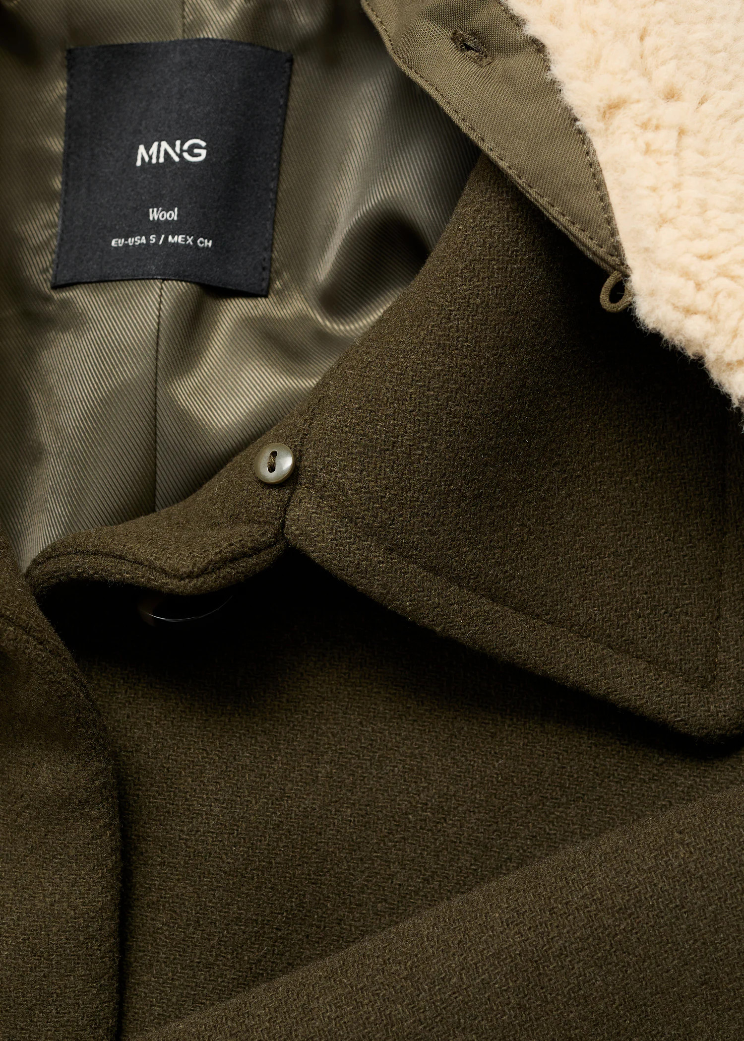 Wool-blend jacket with shearling collar | Mango (US/MX/AU)