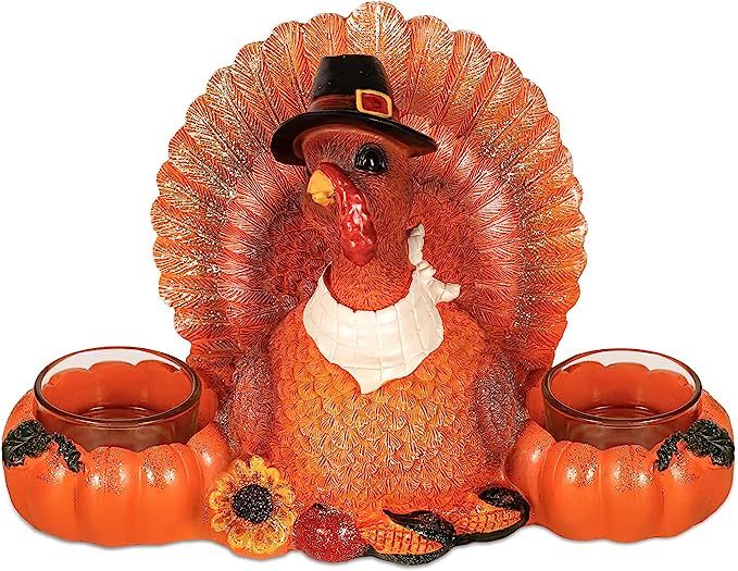 Turkey Tea Light Candle Holder, Thanksgiving Decorations Fall Decor Turkey Pumpkin Candle Holder ... | Amazon (US)