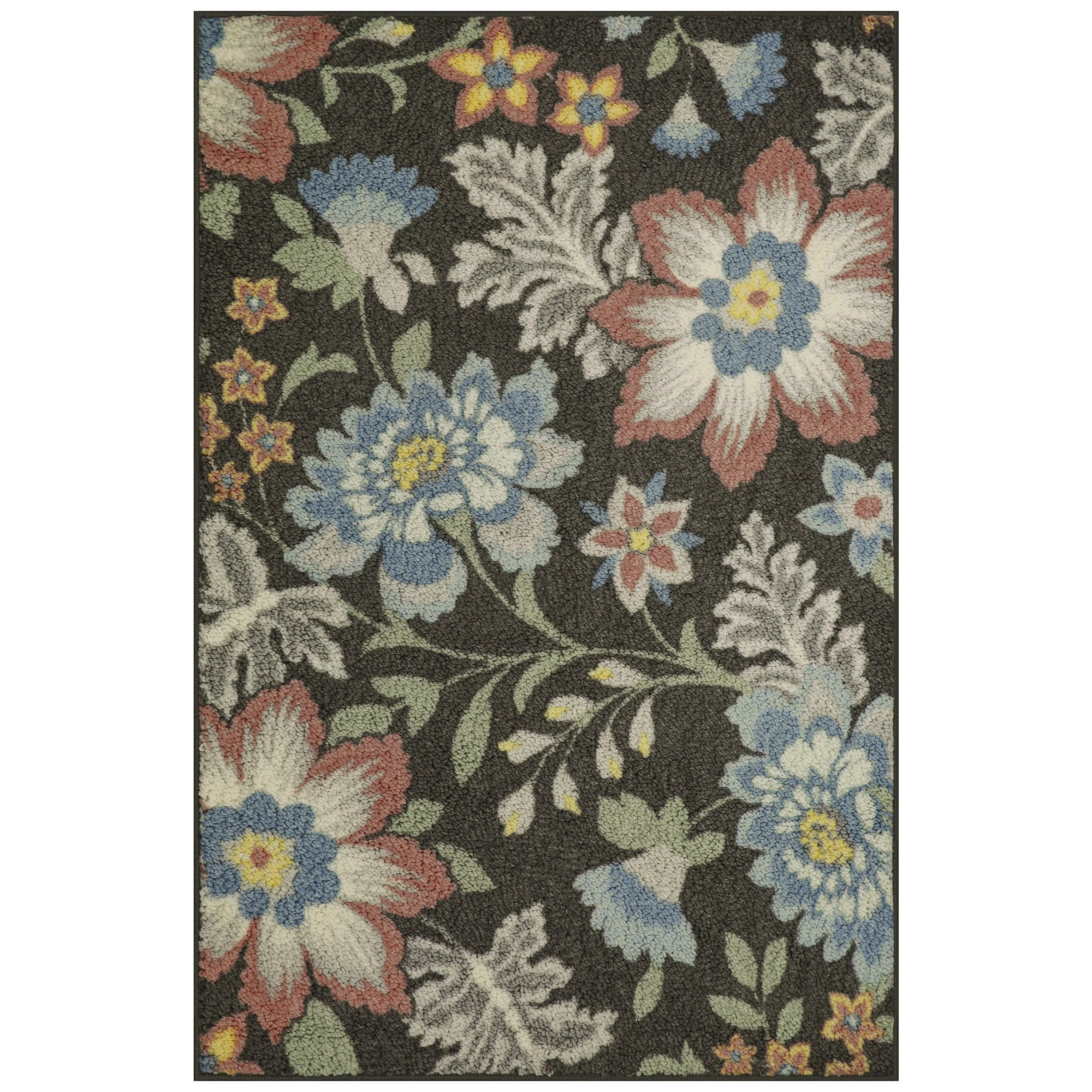 Mainstays Farmhouse Oversized Floral Gray Multi Indoor Accent Rug, 2'6"x3'10" | Walmart (US)