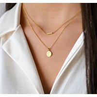 Delicate Layered Necklaces Set, Gold Necklaces For Women, Initial Disc Necklace, Boho Double Layered Necklace | Etsy (US)