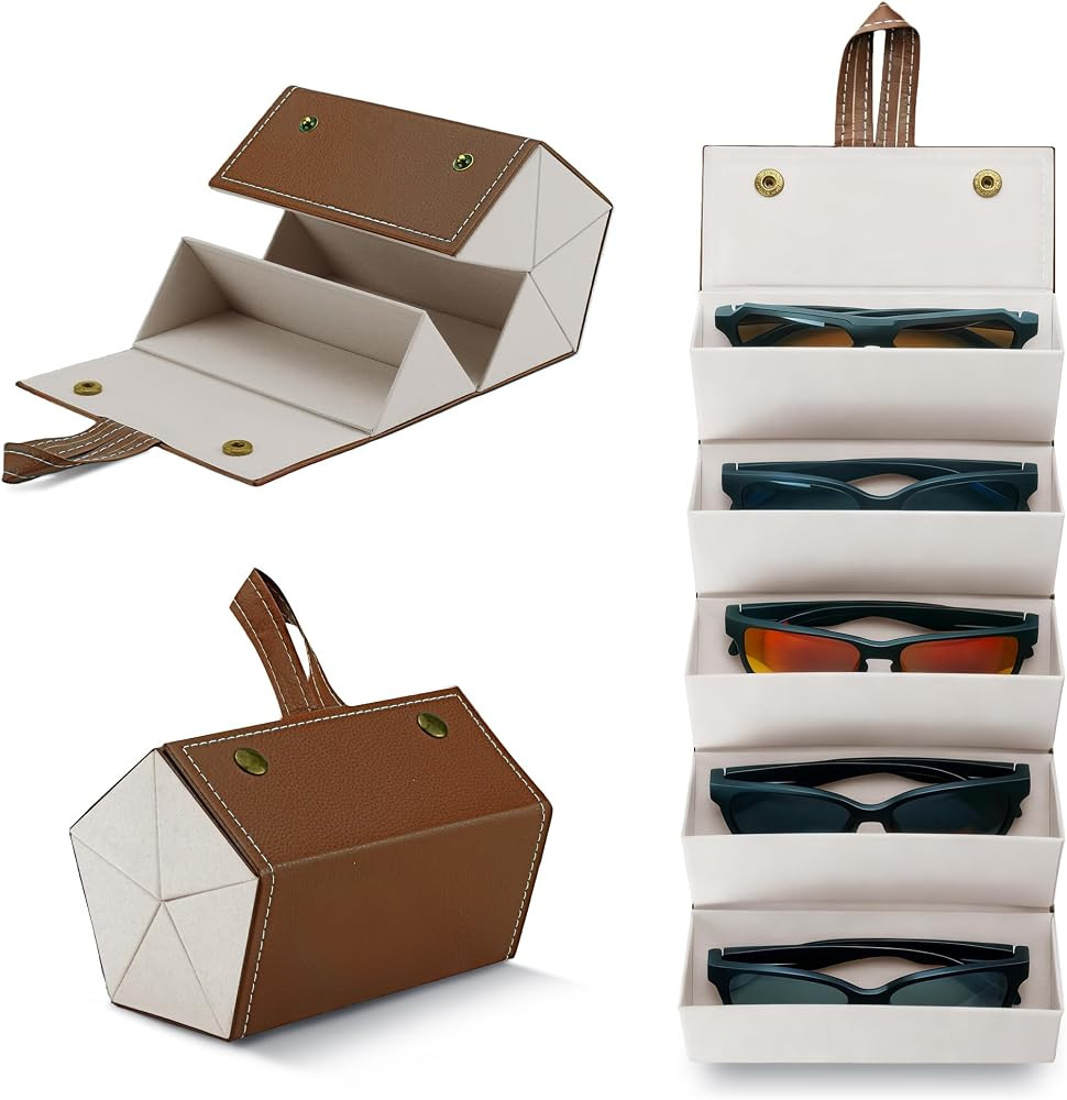DEAFRAIN Travel Sunglasses Organizer Holder Foldable Glasses Case Multiple Pairs Portable Eyeglass Storage for Women Men | Amazon (US)