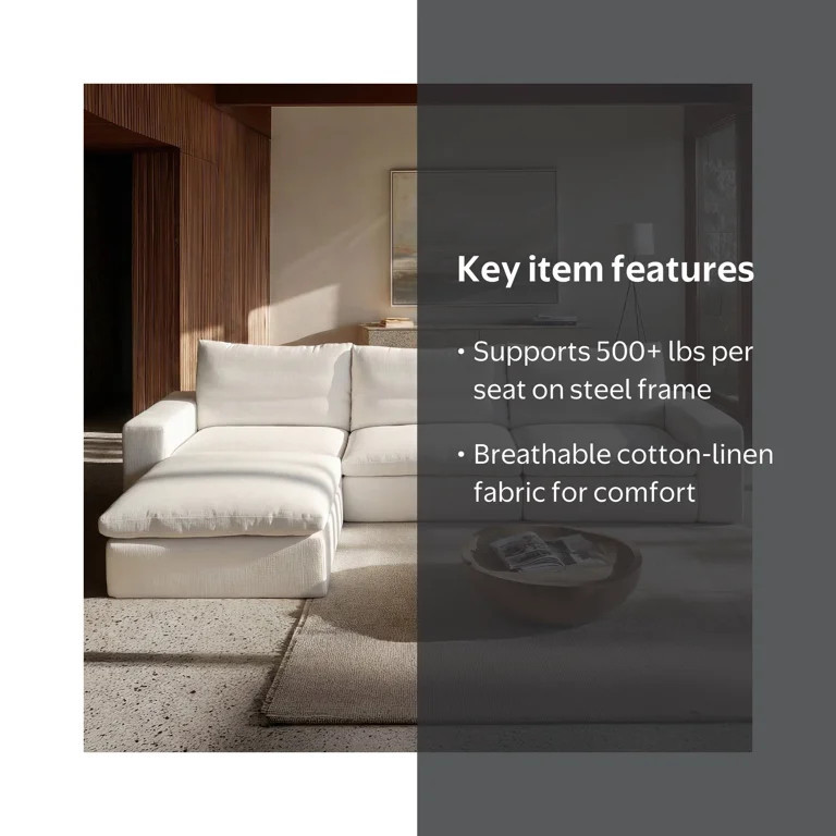 Vorthio 110.2" Cloud Couch Oversized Modular Sectional Sofa, 3 Seater with Ottoman, Modern L Shap... | Walmart (US)