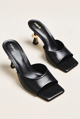 Maeve Metal Bow Open-Toe Mule Heels | Anthropologie (US)