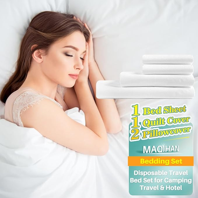 Disposable Bed Sheets for Travel - 4PCS Disposable Bedding Set for Hotel with 1Bed Sheet 1Quilt C... | Amazon (US)