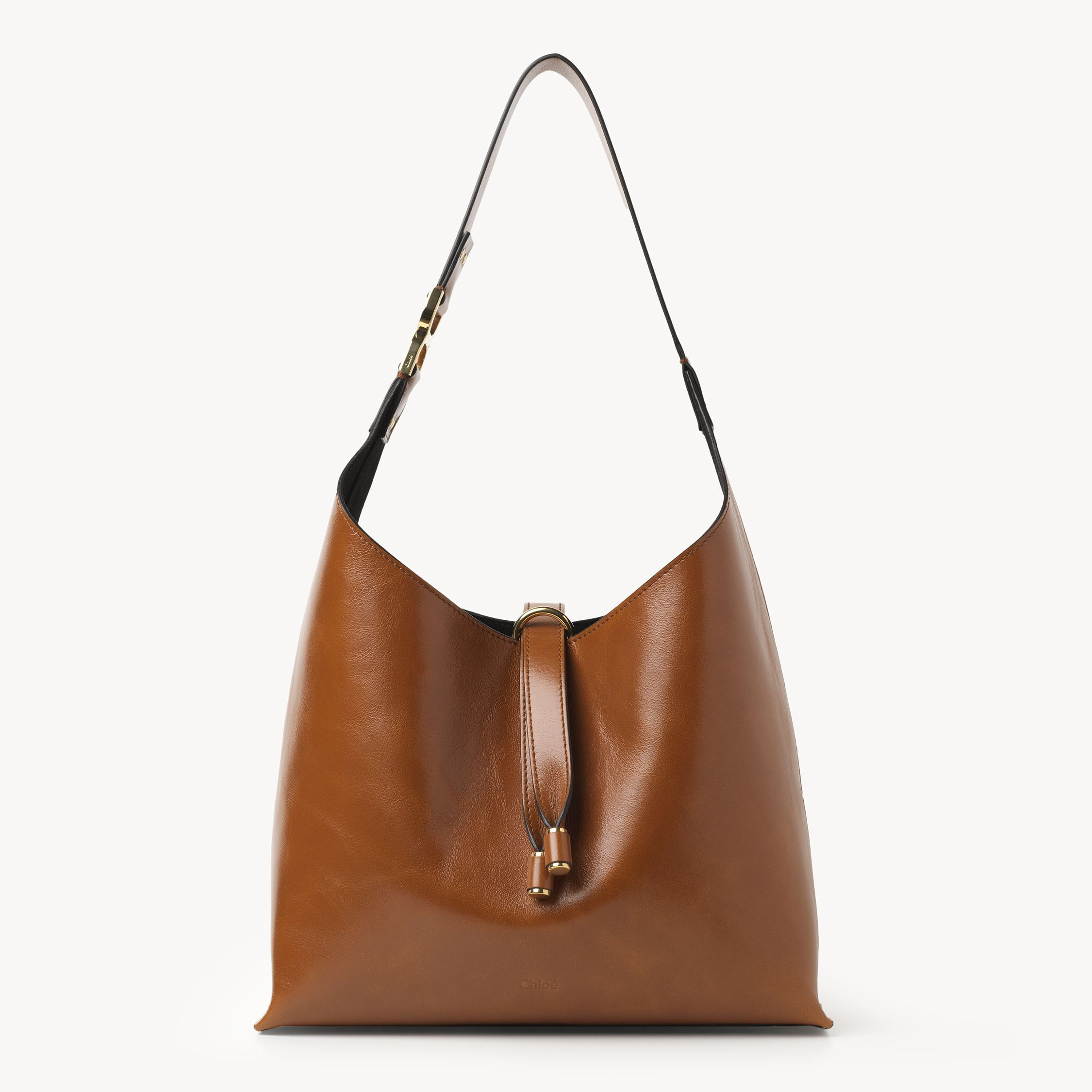 CHLOÉ Small Marcie hobo bag in shiny leather Brown Size OneSize 100% Calf-skin leather | Chloe UK